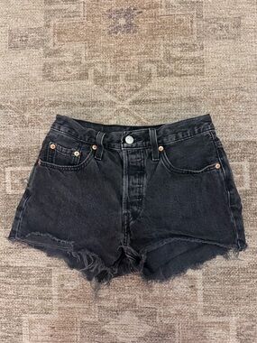 Levi's Black Distressed High-Waist Jean Shorts